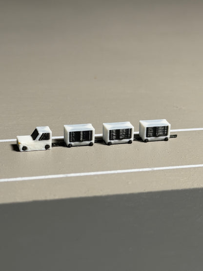 1:400 Scale Airport Ground Service Carts & Baggage Tugs Set 4-Pack