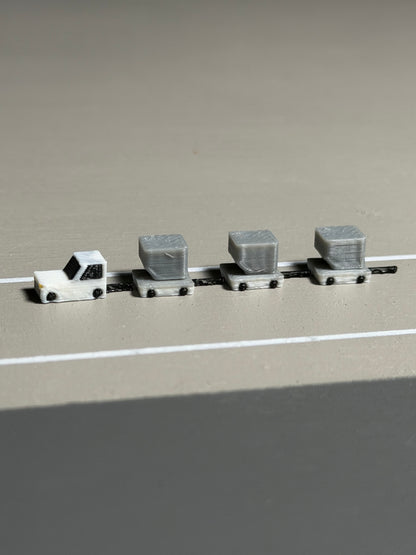 1:400 Scale Airport Ground Service Carts & Baggage Tugs Set 4-Pack